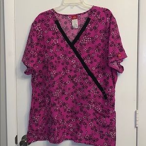 Plus size pink Dickies scrub top